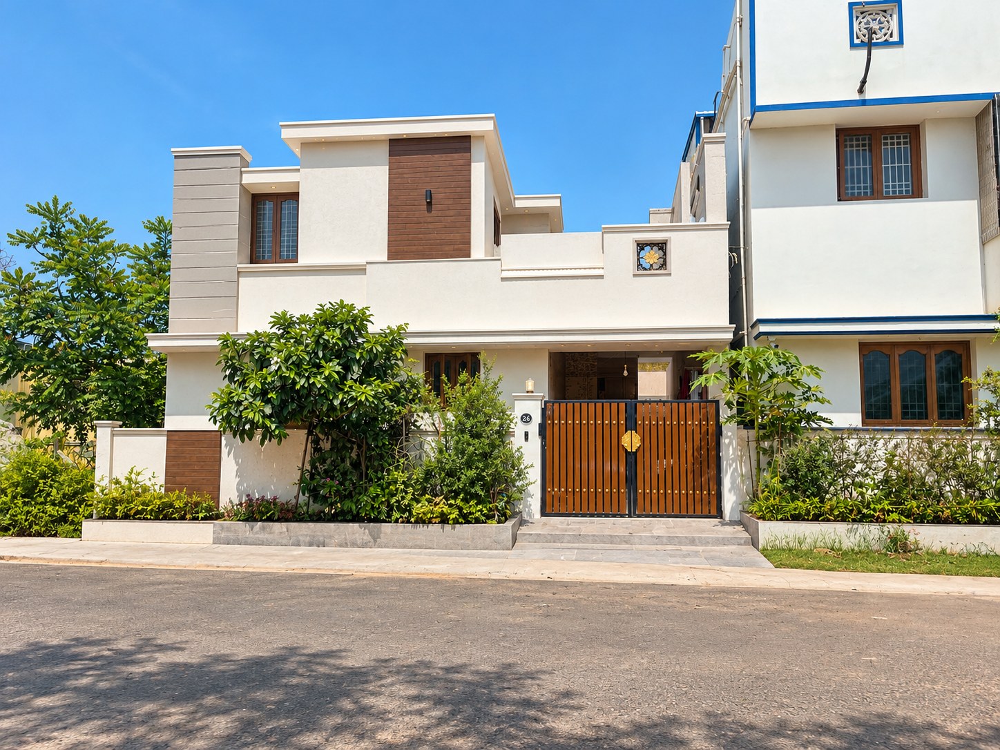 AI-generated finished cover of the Singanallur residential project, based on the uploaded site photo