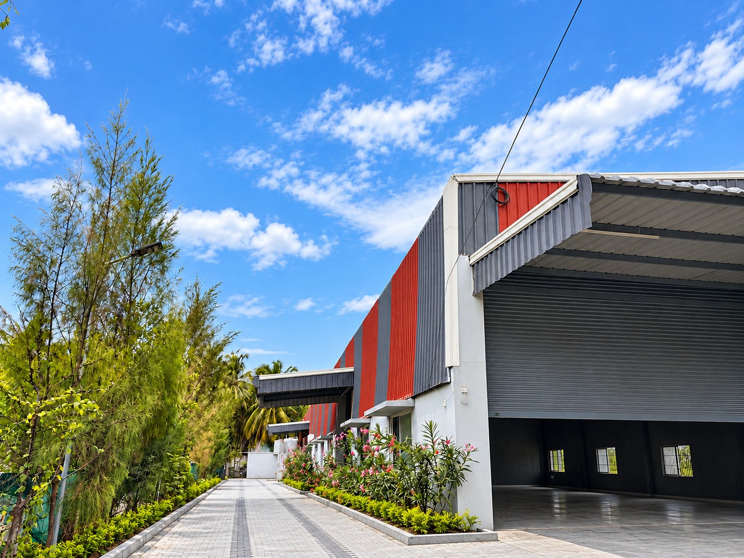 AI-generated finished cover of the Sulur commercial warehouse, based on the uploaded site photo