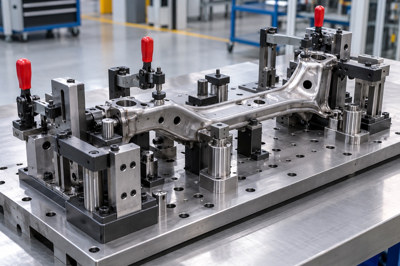 Precision workholding jig and fixture assembly in a clean manufacturing cell